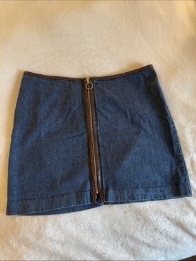 Old Navy Front-Zip Dark Blue Denim Mini Skirt